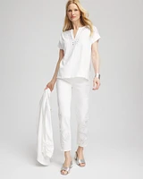 Paillette Trim Cotton Slub Tee