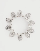 Silver-Tone Leaf Charm Bracelet