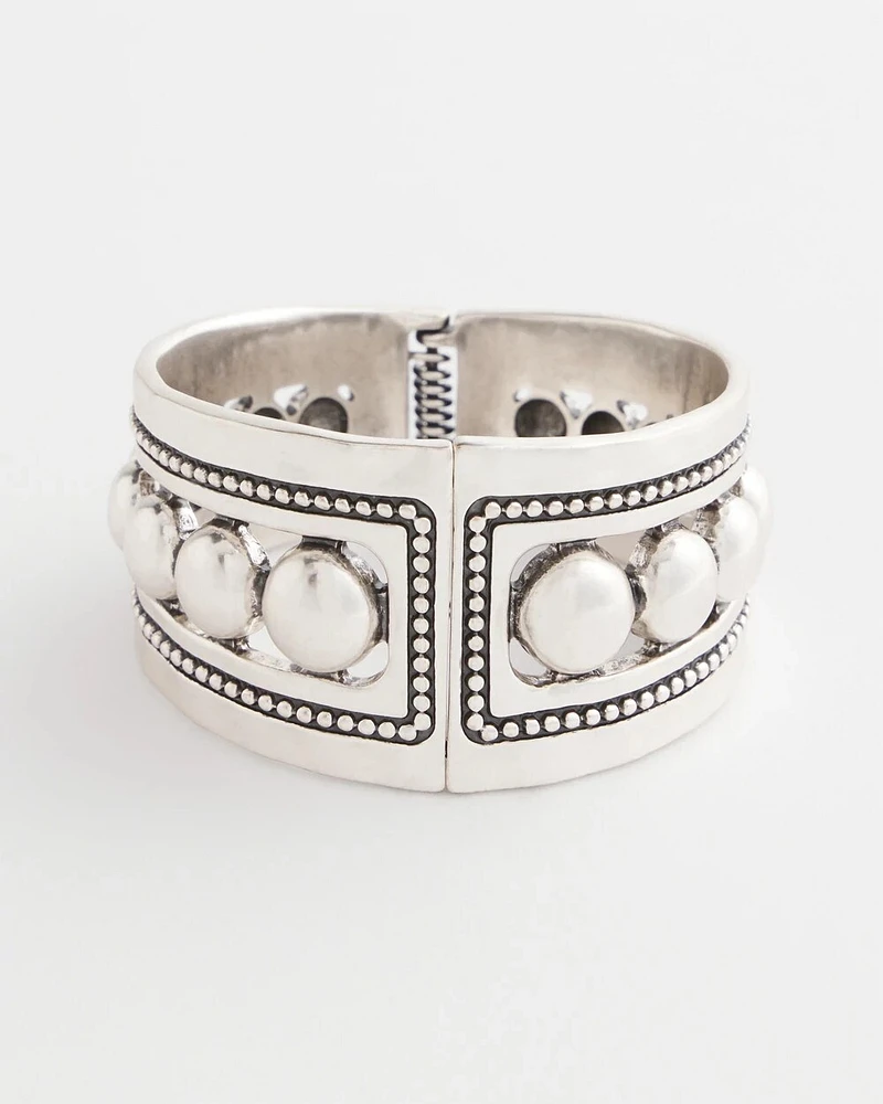 Silvertone Stretch Hinge Bracelet