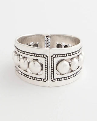 Silvertone Stretch Hinge Bracelet