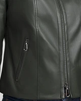 Faux Leather Knit Detail Jacket