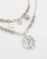 Gold Tone Beaded Charm Necklace