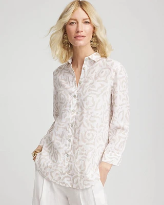 No Iron™ Animal Print Linen Shirt