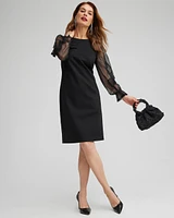 Ponte Chiffon Sleeve Dress