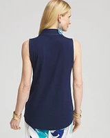 Denim Sleeveless Collared Tunic