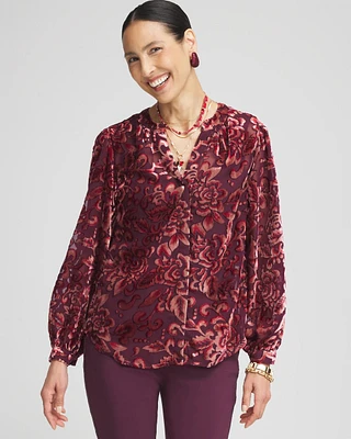 Velvet Blouson Sleeve Blouse