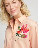 No Iron™ Embroidered Floral Short-Sleeve Shirt