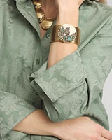 Aqua & Gold Cuff Bracelet