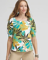 Palm Print Square Neck Top