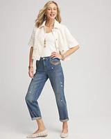 Embellished Cropped Jeans
