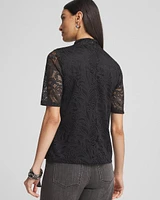 Lace Mock-Neck Short Sleeve Tee
