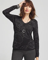 Jacquard V-Neck Pullover Sweater