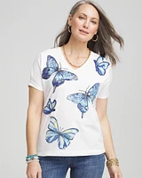 Butterfly Cotton V-Neck Tee