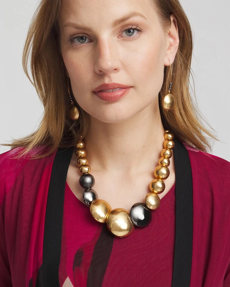 Mixed Metal Sphere Bib Necklace