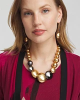 Mixed Metal Sphere Bib Necklace