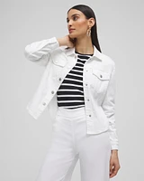 No Stain Cropped Shirttail Denim Jacket