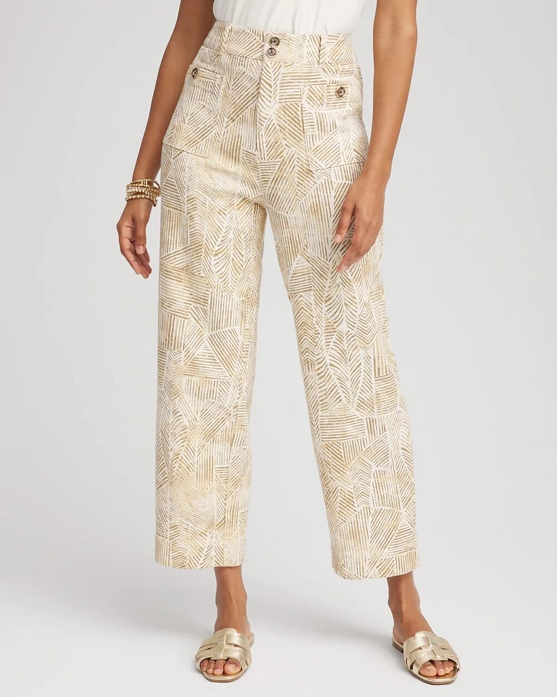 Printed Cropped Straight-Leg Pants
