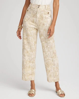 Printed Cropped Straight-Leg Pants