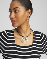 Silver Tone Rings Pendant Necklace