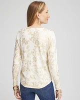 Foiled V-Neck Pullover Sweater