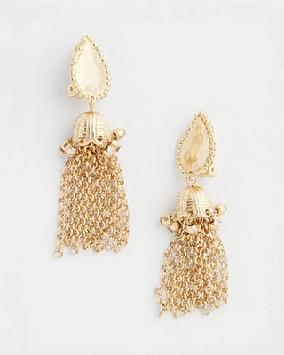 Clip-On Gold Tassel Chain Earrings