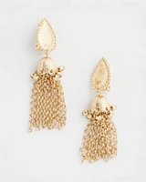Clip-On Gold Tassel Chain Earrings