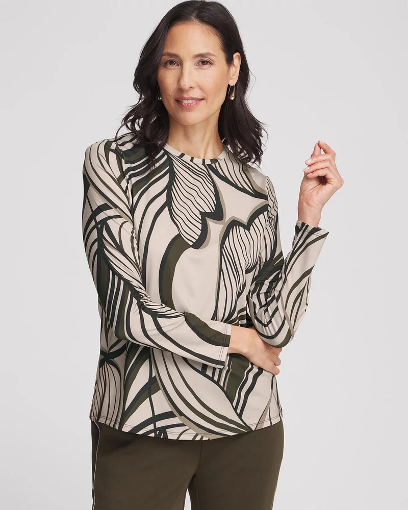 Zenergy® UPF Leaf Print Long Sleeve Sun Tee