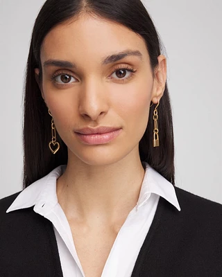 Padlock & Heart Earrings