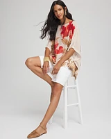 Floral Chiffon Pull-Over Poncho