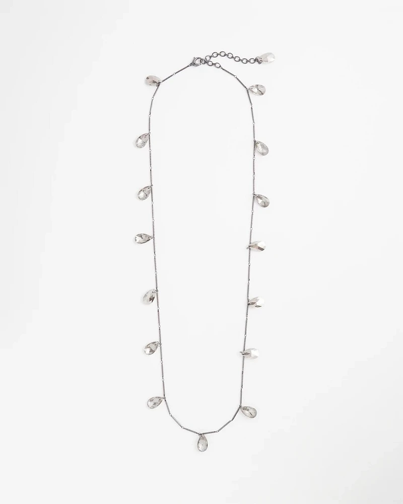 Hematite Teardrop Long Necklace