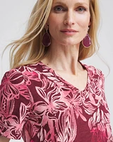Floral Print Slub V-Neck Tee