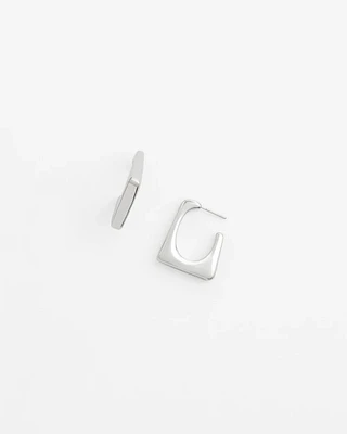 No Droop® Silver Tone Square Hoops
