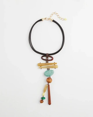 Leather Y-Drop Pendant Necklace