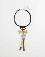 Leather Y-Drop Pendant Necklace