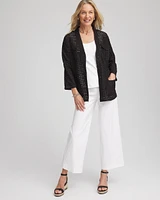 Open-Stitch Tie-Front Kimono Jacket