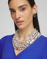 Silver-Tone Pebble Links Bib Necklace