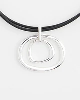 Silver Tone Rings Pendant Necklace