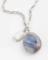 Faux Opal Pendant Necklace