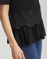 Chevron Sequin Peplum Linen Tee