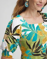 Palm Print Square Neck Top