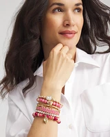 Tonal Pink & Red Beaded Charm Bracelet
