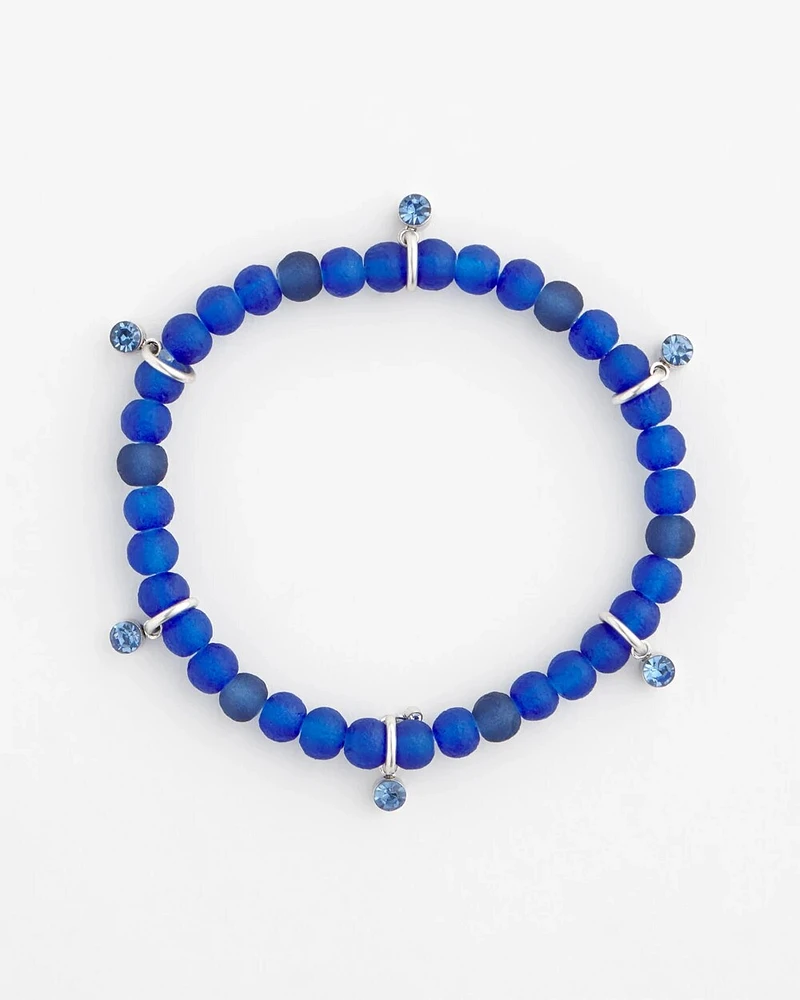 Sea Glass Motif Beaded Stretch Bracelet