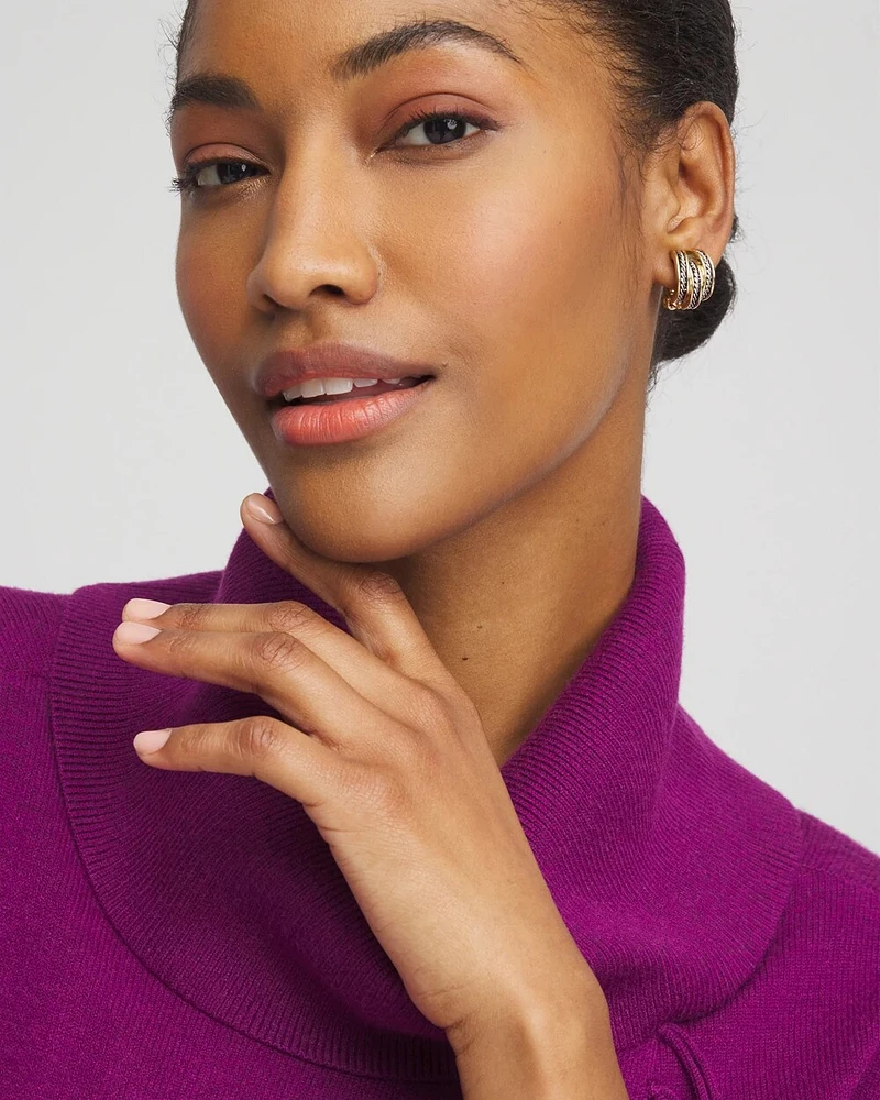 No Droop™ Mixed-Metal Clip-On Hoop Earrings