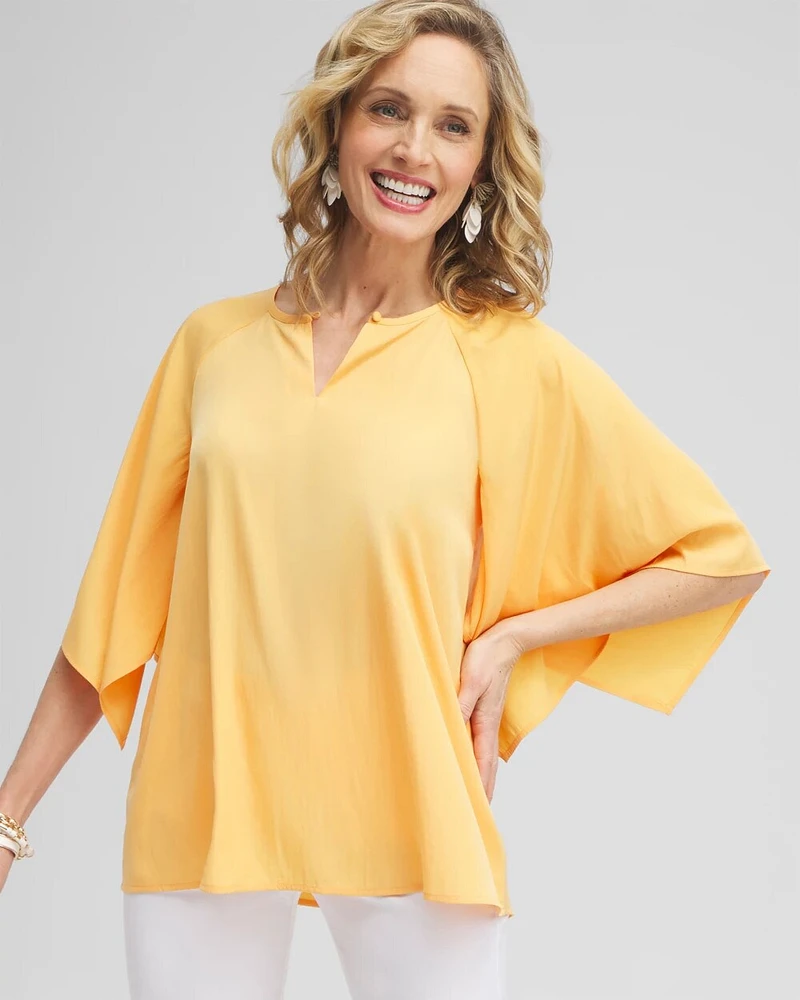 Satin Keyhole Neck Blouse