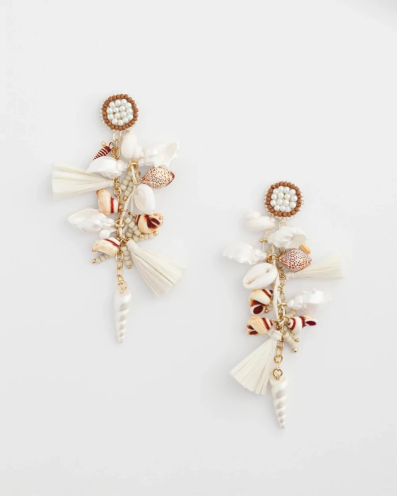 Sundial Shell & Raffia Earrings