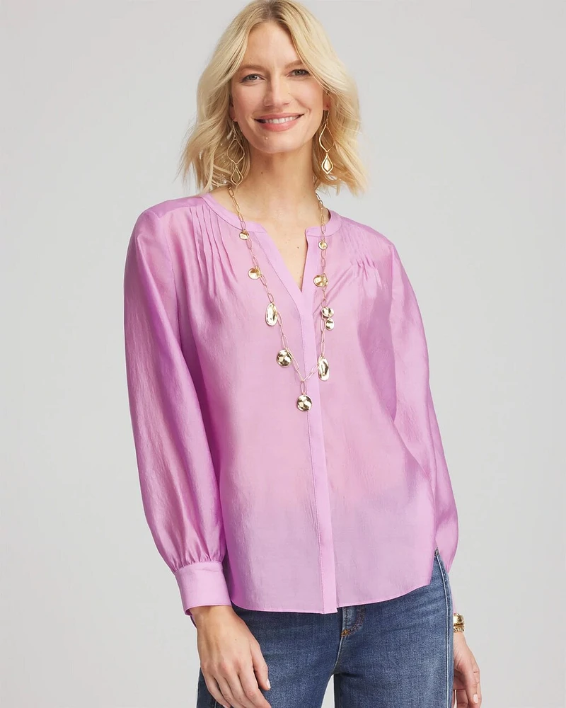 Tencel-Blend Sheer Blouse