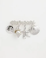 Silver Tone Seashell Bar Brooch