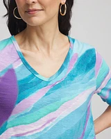 Sea Print Short Sleeve Forward-Seam Tee