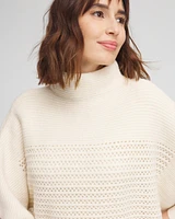 Mock Neck Dolman Sleeve Sweater Poncho