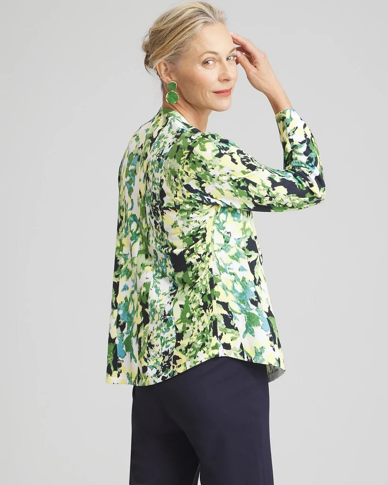 Spun Rayon Floral Flare Sleeve Cardigan